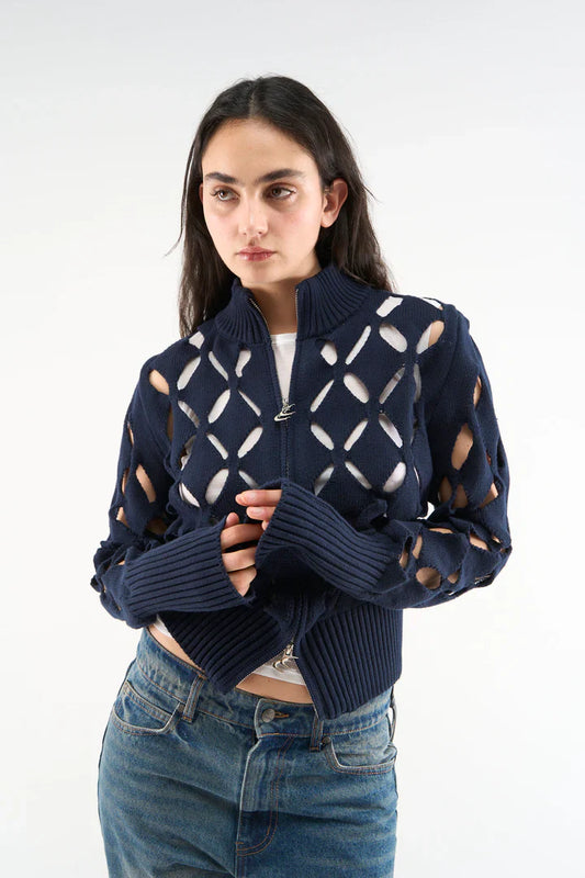 Scuffers Cambodia Holes Navy Zipper Knit